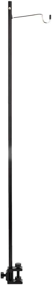 Black Portable Aluminum Alloy Folding Lamp Pole Adjustable Height Light Stand with Elastic Nut Design for Outdoor Camping Picnic BBQ