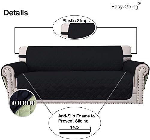 Easy-Going Reversible Couch Cover, 4 Seater Sofa, Black/Beige | XX-Large Sofa, Washable Slipcover For Dogs, Water Resistant Mat, Living Room, Non-Slip Sofa Cover, Pet Friendly