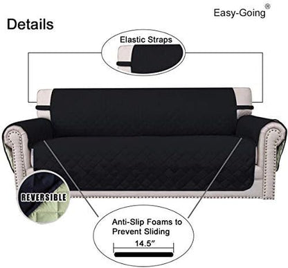 Easy-Going Reversible Couch Cover, 4 Seater Sofa, Black/Beige | XX-Large Sofa, Washable Slipcover For Dogs, Water Resistant Mat, Living Room, Non-Slip Sofa Cover, Pet Friendly