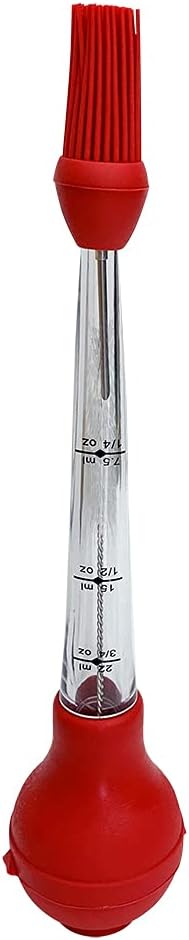 Turkey baster set of 4, Food Grade Quality Turkey Baster : Silicone Oil Brush,Meat Marinade Injector and Cleaning Brush . Meat Basters-Perfect for Roast Beef, Turkey,Pork (RED)