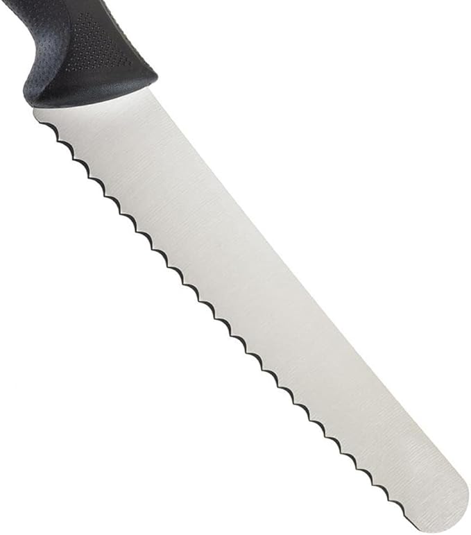 Mercer Culinary M23208 Millennia Black Handle, 8-Inch Wavy Edge Wide, Bread Knife