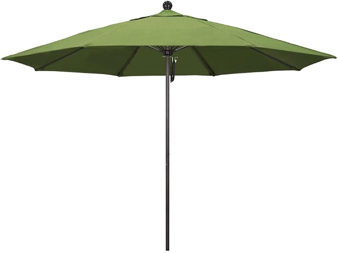 California Umbrella 11' Rd. Venture Series Contract Grade Patio Umbrella, Pulley Open, Bronze Finish, Sunbrella Cilantro