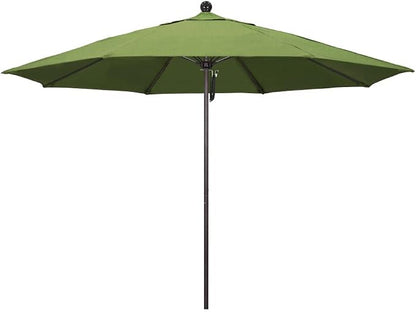 California Umbrella 11' Rd. Venture Series Contract Grade Patio Umbrella, Pulley Open, Bronze Finish, Sunbrella Cilantro