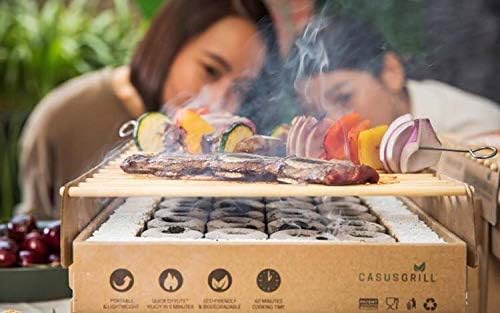 CasusGrill Single Use Biodegradable Mini Grill: Portable & Disposable Grill, Great for Outdoor Charcoal BBQ & Camping, All Natural Materials, Easy Set Up - No Lighter Fluid Needed