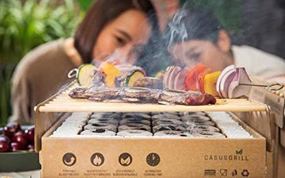 CasusGrill Single Use Biodegradable Mini Grill: Portable & Disposable Grill, Great for Outdoor Charcoal BBQ & Camping, All Natural Materials, Easy Set Up - No Lighter Fluid Needed