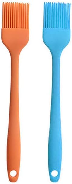 Silicone brush, Oil Brush for BBQ Kitchen Cooking Baking and Grilling (2 PCS,blue&orange)
