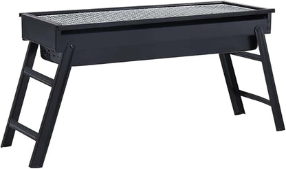 Portable Charcoal BBQ Grill, Folding Camping Grill for Outdoor Cooking, Tabletop or Freestanding Barbecue Stove for Picnic, Park, Patio, Black, 23.6 x 8.9 x 13 Inches