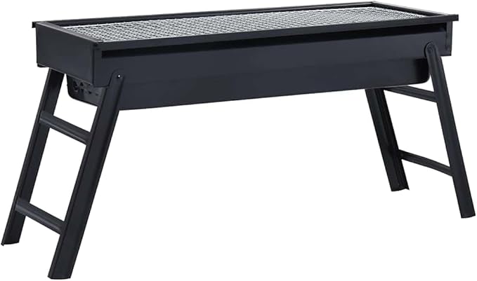 vidaXL Portable Camping BBQ Grill Charcoal Grill Folding Table Outdoor Garden Patio Travel Hiking Trip Gathering Barbecue Party Steel