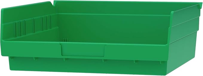 Akro-Mils 30170 Heavy Duty Plastic Shelf Bins, 12"x 11"x 4", Green, 12-Pk | Heavy Duty Nesting Storage Bins for Garage, Closet, Refrigerator, Kitchen, Cabinet, Drawer Organization, Pantry Organization