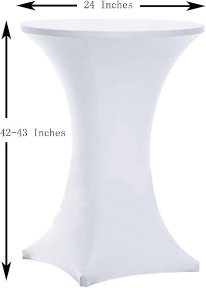 Tina 2 Pack 24x43 Inch Highboy Spandex Cocktail Table Covers White, Cocktail table spandex covers, Fitted Stretch Cocktail Table Tablecloth for Round Tables (2PC 24X43 White)