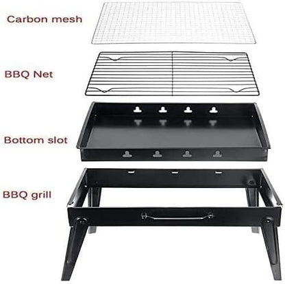 Barbecue Charcoal Grill Portable Folding Charcoal Grill Tabletop Outdoor Stainless Steel Barbecue BBQ Grill for Outdoor Cooking Picnic Charcoal BBQ Grill(35 * 27 * 20cm)