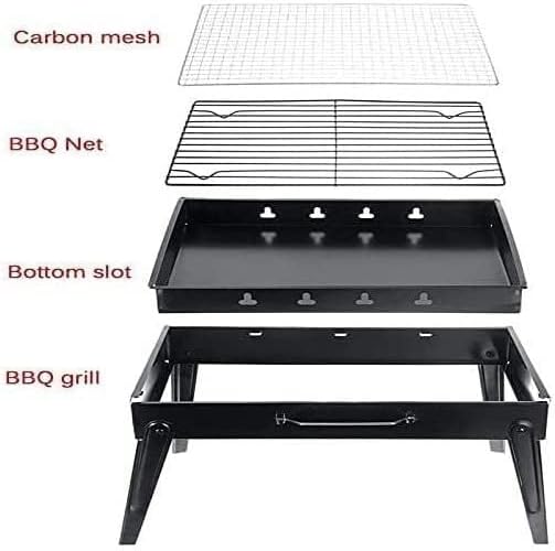 Barbecue Charcoal Grill Portable Folding Charcoal Grill Tabletop Outdoor Stainless Steel Barbecue BBQ Grill for Outdoor Cooking Picnic Charcoal BBQ Grill(43 * 29 * 23cm)