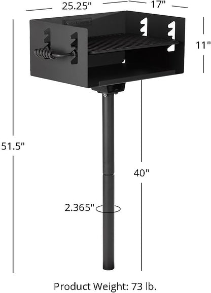Ash & Ember 384 Sq. In Park-Style Charcoal Grill, Single Post Barbeque Grill, Adjustable Grate Height with Spring Handles, Outdoor Camping & Backyard BBQ Cookout