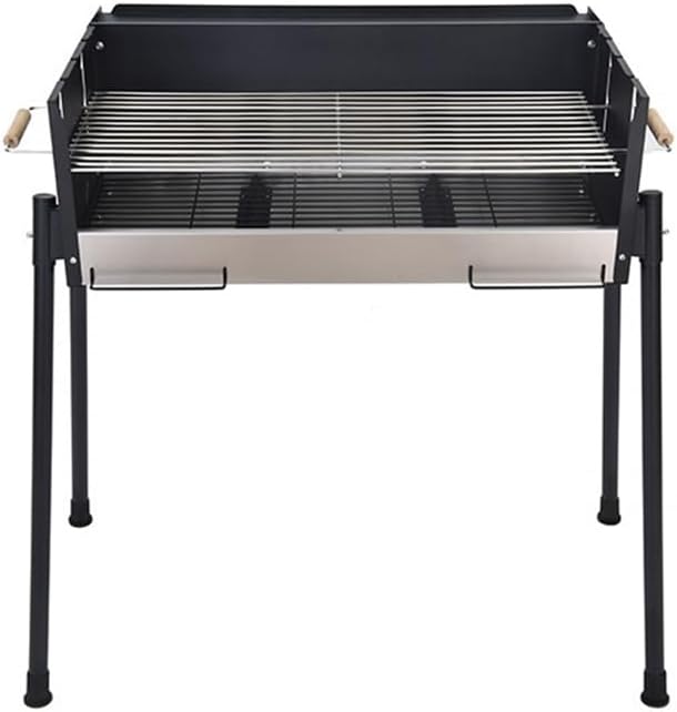 Portable Charcoal Grill for Camping BBQ Grills Outdoor Barbecue Grill Foldable Stove with Fork Utensils for Grilled Fish, Lightweight and Stable Support,LightGrey-D