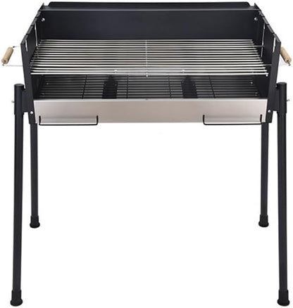 Portable Charcoal Grill for Camping BBQ Grills Outdoor Barbecue Grill Foldable Stove with Fork Utensils for Grilled Fish, Lightweight and Stable Support,LightGrey-D
