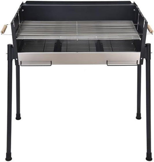 Portable Charcoal Grill for Camping BBQ Grills Outdoor Barbecue Grill Foldable Stove with Fork Utensils for Grilled Fish, Lightweight and Stable Support,LightGrey-D