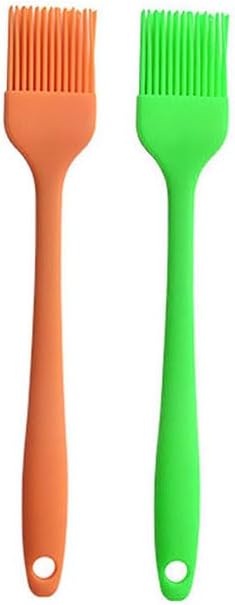 Silicone brush, Oil Brush for BBQ Kitchen Cooking Baking and Grilling (2 PCS,green&orange)