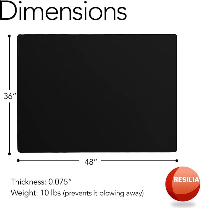 RESILIA Large Under Grill Mat – Heavy Duty, Reusable Outdoor Floor Protector Mats for Deck, Patio, & Garage – 36 Inch x 48 Inch, Black Orange Peel, Made in The USA