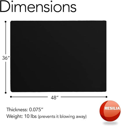 RESILIA Large Under Grill Mat – Heavy Duty, Reusable Outdoor Floor Protector Mats for Deck, Patio, & Garage – 36 Inch x 48 Inch, Black Orange Peel, Made in The USA