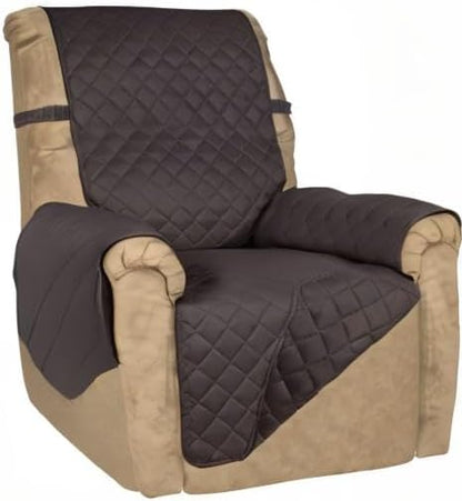 PureFit Reversible Recliner Chair Covers Couch Covers for Dogs, 19 in | Chocolate/Chocolate, Water Resistant Couch Protector, Washable Pet Couch Cover with Non Slip and Elastic Straps For Kids
