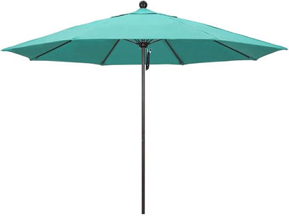 California Umbrella 11' Rd. Venture Series Contract Grade Patio Umbrella, Pulley Open, Bronze Finish, Sunbrella Aruba