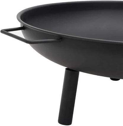 Outdoor Steel Fire Pit Bowl 26.6"x22.8"x8.9", Black Powder-Coated, Portable Patio Heater with Handles for Garden, Backyard, Camping, Wood Burning