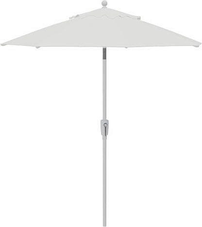 Treasure Garden 7.5ft Patio Umbrella – Outdoor Market Umbrella – Push Button Tilt – White Aluminum Frame (Sunbrella, Natural)