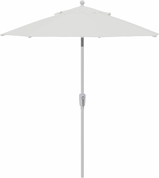 Treasure Garden 7.5ft Patio Umbrella – Outdoor Market Umbrella – Push Button Tilt – White Aluminum Frame (Sunbrella, Natural)