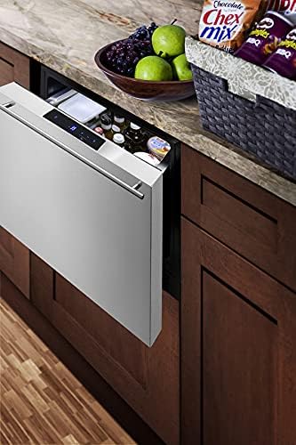 Summit 21.5” Outdoor Drawer Refrigerator, Stainless Steel - FF1DSS | Indoor or Outdoor Refrigerator, 1.6 cu.ft. Capacity, Stainless Steel, Panel Ready Capable* (*Panels not Included)