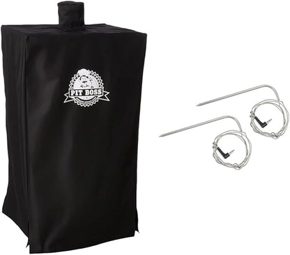 Pit Boss 5-Series Wood Pellet Vertical Smoker Cover, Black & Meat Probes – 2pk