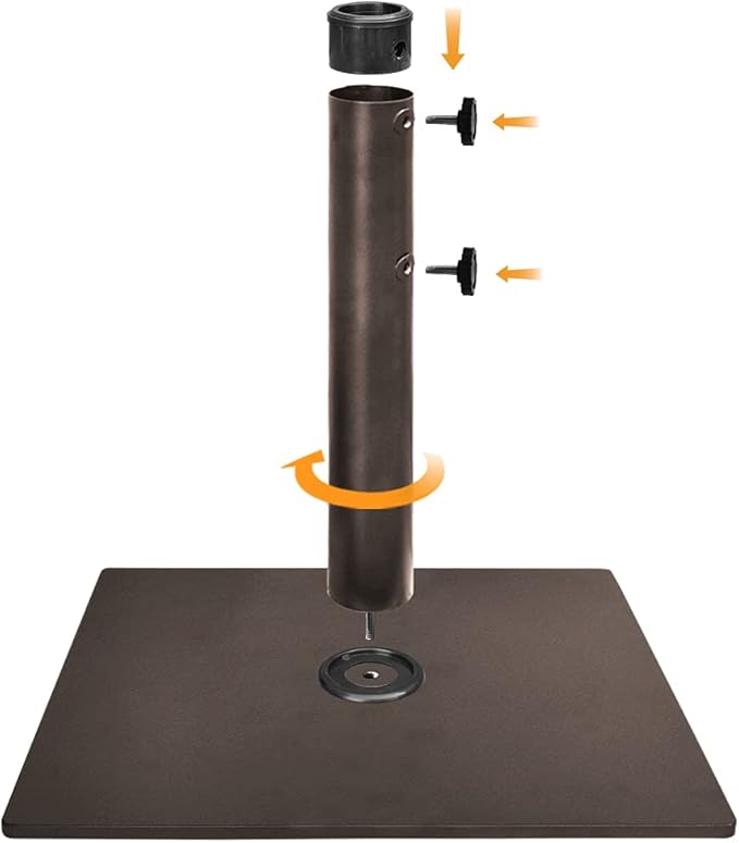 EliteShade USA Up to 160 lbs Heavy Duty Square Umbrella Base, Steel Plate Patio Umbrella Stand Holder for Outdoor Market Garden or Patio Table, Bonus 18.5" Weight Sandbag (Sand Not Included), Bronze