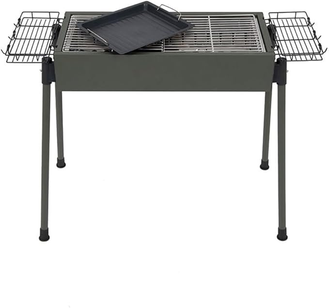 Portable Charcoal Grill for Camping BBQ, Outdoor Barbecue Grill with Detachable Skewers & Storage Basket, Smokeless Design, Easy to Carry Charcoal Grills BBQ,77 * 30 * 70Cm-D