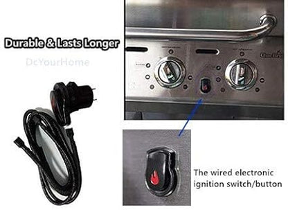 2 Outlet Electronic Igniter Kit for Char-Broil G511-0055-W1 2 Electrode Separate Switch Ignitor, Ignition for Charbroil 463251414 Replacement and More, Ignition Module-2 Outlets and Switch/Off Button