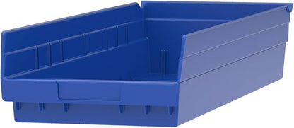 Akro-Mils 30184 Heavy Duty Plastic Shelf Bins, 24"x 8"x 4", Blue, 6-Pack | Heavy Duty Nesting Storage Bins for Garage, Closet, Refrigerator, Kitchen, Cabinet, Drawer Organization, Pantry Organization