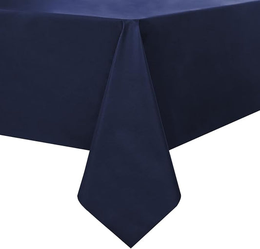 Romanstile 100% Waterproof PVC Tablecloth, Rectangle Oil Spill Proof Stain Resistant Vinyl Table Cloth, Wipe Clean Plastic Table Covers for Kitchen/Dining/Parties - 60 x 120 Inch, Navy Blue