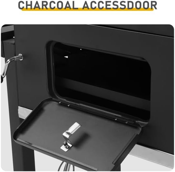 Charcoal Grill Outdoor BBQ Grill, Extra Large Cooking Area 520 Square Inches with Two Individual & Adjustable Charcoal Tray, Foldable Side Tables for Barbecue Outdoor Cooking Backyard Camping Picnics