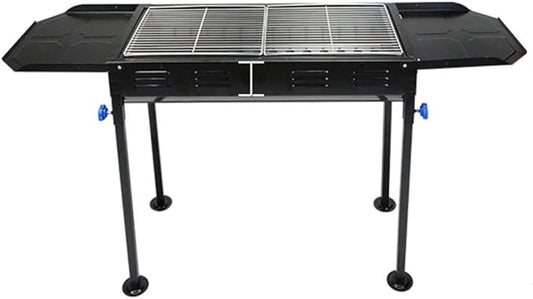 Charcoal Barbecue Grill Stainless Steel Folding Portable BBQ Grills for Outdoor Camping Cooking, Garden, Party (Black 118 * 30 * 75cm)
