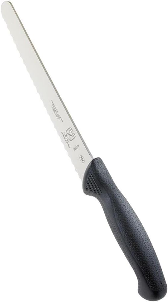 Mercer Culinary M23208 Millennia Black Handle, 8-Inch Wavy Edge Wide, Bread Knife