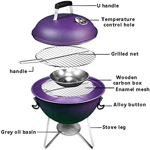 IRYZE Portable Charcoal Grill Portable Charcoal Grill Outdoor BBQ Grill Backyard Cooking Stainless Round Small Barbecue Grill Stove BBQ Grill for Outdoor (Color : Blue)