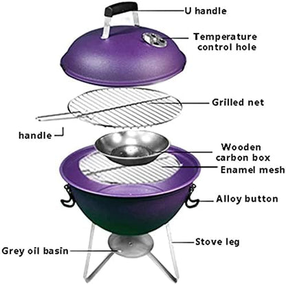 IRYZE Portable Charcoal Grill Portable Charcoal Grill Outdoor BBQ Grill Backyard Cooking Stainless Round Small Barbecue Grill Stove BBQ Grill for Outdoor (Color : Blue)