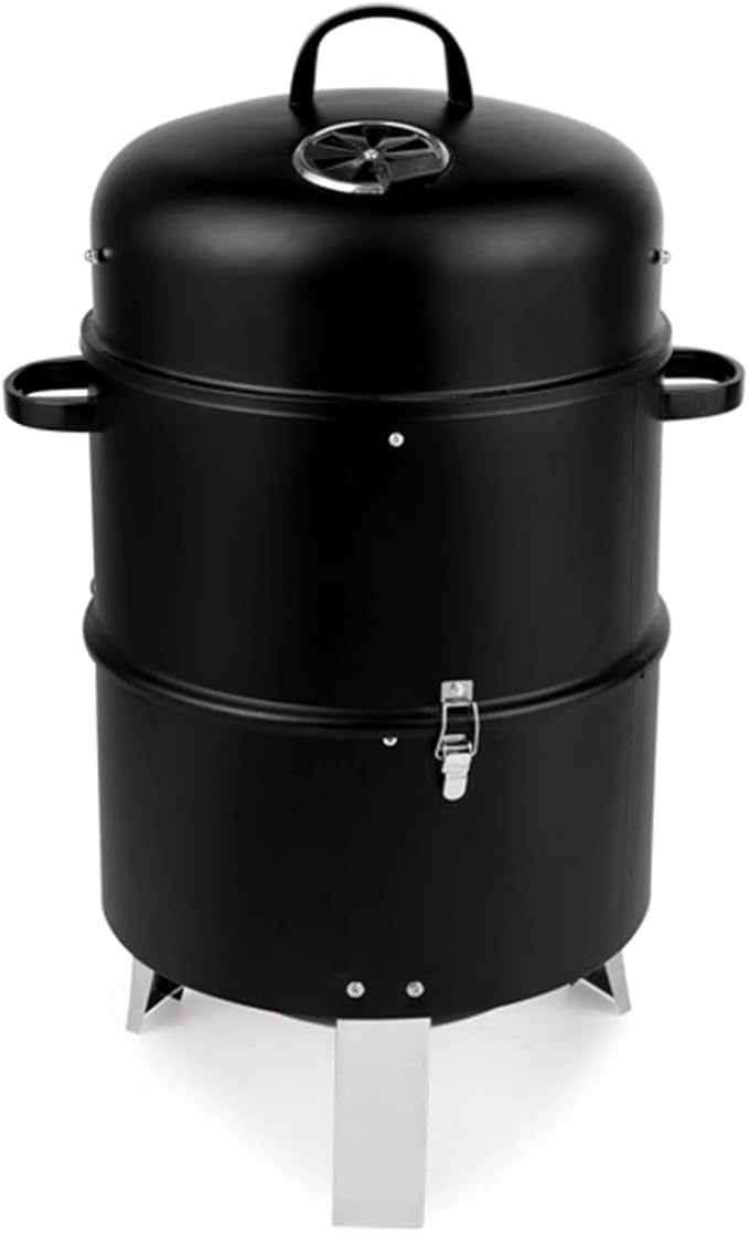 Portable Charcoal Grill, 17 "Grill for outdoor cooking, Heavy duty double circle grill for grilling, Smoker,Black steel vertical charcoal grill