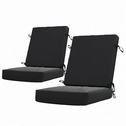 California Umbrella Outdoor Dining Chair, Set of 2 Patio Seat Cushions, 20 x 40 Inch, Premium Outdoor Memory Foam, Fade Resistant, Sunbrella Fabric, Fabric Ties, Black