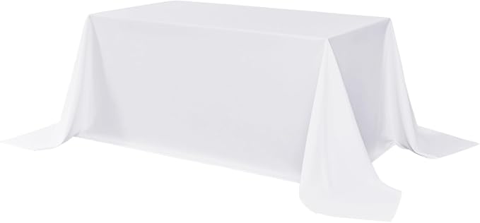 sancua Rectangle Tablecloth - 90 x 156 Inch - Water Resistant Spill Proof Washable Polyester Table Cloth, Decorative Fabric Table Cover for Dining Tables, Buffet Parties and Camping, White