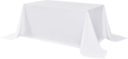 sancua Rectangle Tablecloth - 90 x 156 Inch - Water Resistant Spill Proof Washable Polyester Table Cloth, Decorative Fabric Table Cover for Dining Tables, Buffet Parties and Camping, White