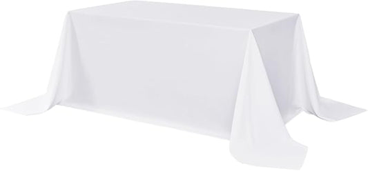 sancua Rectangle Tablecloth - 90 x 132 Inch - Water Resistant Spill Proof Washable Polyester Table Cloth, Decorative Fabric Table Cover for Dining Tables, Buffet Parties and Camping, White