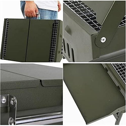 Portable Charcoal Grill Portable Charcoal BBQ Grill Collapsible Portable Grill Camping Outdoor Cooking Tools Portable Grill BBQ Grill for Outdoor(Silver)