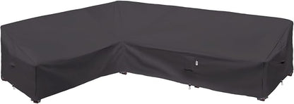 Heavy Duty Outdoor Sectional Sofa Cover, 90"X120" Waterproof 600D Patio Furniture Covers, Lawn Patio Couch Protector(Storm Grey, L-Shaped-Left Facing-90 x120)