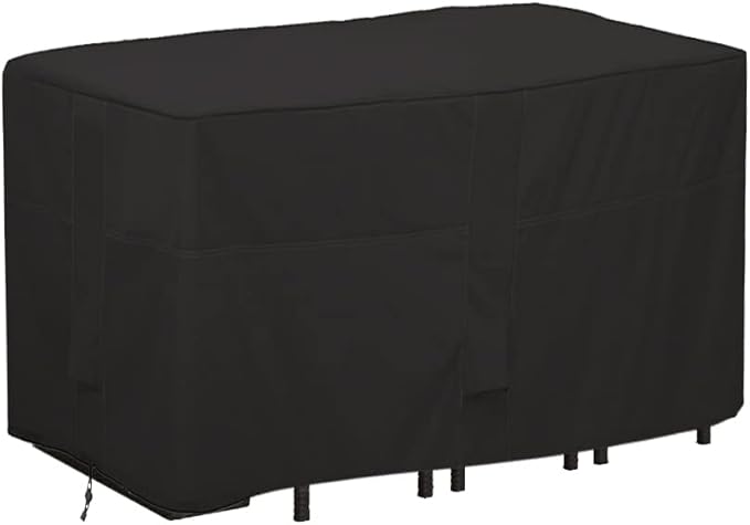 Outdoor Bar Height Dining Set Cover Heavy Duty Waterproof Patio Dining Set Cover for Rectangular 6 - Person 60'' Long Bar Height Dining Set, Black
