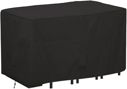 Outdoor Bar Height Dining Set Cover Heavy Duty Waterproof Patio Dining Set Cover for Rectangular 6 - Person 60'' Long Bar Height Dining Set, Black