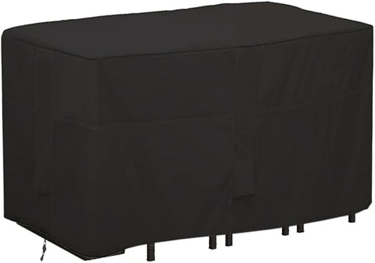 Outdoor Bar Height Dining Set Cover Heavy Duty Waterproof Patio Dining Set Cover for Rectangular 6 - Person 60'' Long Bar Height Dining Set, Black